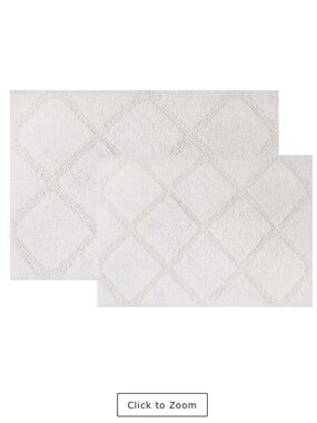 2-Pack White Diamond Bath Rug Set, 17x24 & 20x32